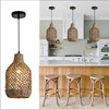 LISLIBE 3 Pack Rattan Pendant Light, 7.9” Handmade Wicker Pendant