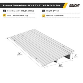 BEJONI Door Threshold Ramp, 2" Rise Aluminum Door Ramps for Wheelchairs, 800LBS Capacity Adjustable Entry Ramp for Doorways, Scooters, Power Chairs, Wheelchairs, Rollators