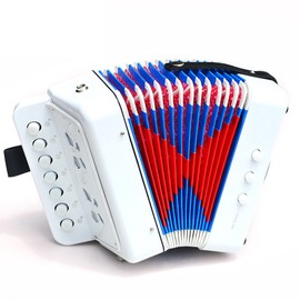 Accordion Toy Children Accordion Musical Instrument 2 Bass 7 Keys for Kids Infant White