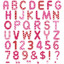 Faccito 176 Pcs Valentine's Day Bulletin Board Decorations Letters Alphabet Numbers Cutouts Valentine's Day Letters Combo Set with Glue Points Red Pink Alphabet Number for Home School Classroom Decor