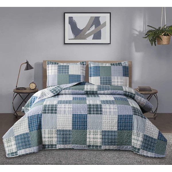 Quilt Set Twin Size Plaid Bedspread Coverlet Twin Quilt Set
