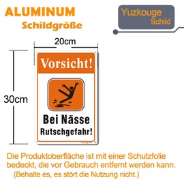 Caution In Wet Risk Of Slip Sign - Pack of 2, 25 cm x 18 cm Rust Free Aluminium Warning Sign, Weatherproof, Fade Resistant, Easy Mounting.