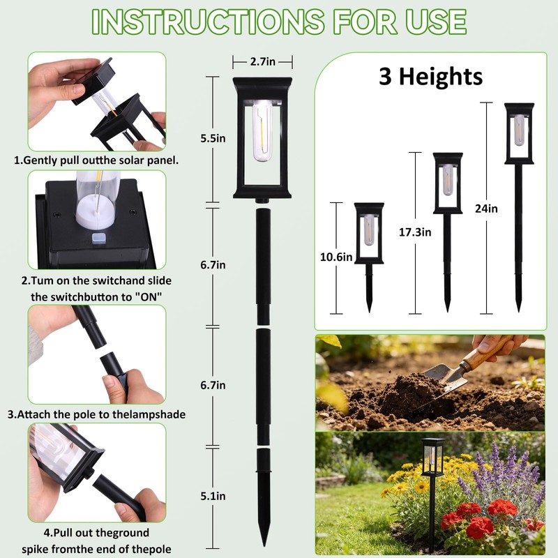 Shruy Bright Solar Pathway Lights Outdoor, 8 Pack Upgraded Solar
