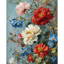 Yezavesu Flowers Paint by Numbers Kit for Adults Beginner, Flower Adult Paint by Number Kits on Canvas Without Frame, DIY Acrylic Flowers Painting by Numbers for Home Wall Decor Gift 16x20 Inch