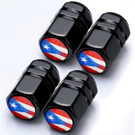 Puerto Rico Tire Valve Stem Caps Puerto Rico Flag Car Accessories 4Pack Tire Air Cap Aluminum Alloy with Plastic Liner Corrosion Resistant Leak-Proof for Car SUV Bike Motorcycle Valve Decor Gifts