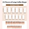 24pcs Coffin False Nails French Tip - Extra Long Press