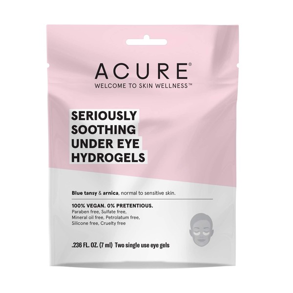 ACURE Seriously Soothing Under Eye Hydrogels | 100% Vegan | For Dry to Sensitive Skin |Blue Tansy & Arnica - Soothes & Minimizes Dark Circles | Two Single Use | 12 Count