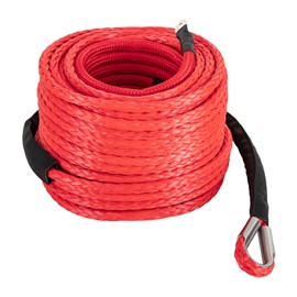 CILDON Synthetic Winch Rope with Hook, 3/8" X 100' Winch Cable with Protective Sleeve, 23809 Lbs Breaking Strength Car Tow Recovery Cable, for 4Wd Off Road Vehicle Truck ATV UTV SUV(Red)