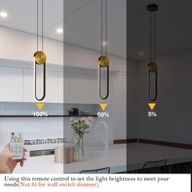 OIYIO Modern Black and Gold Pendant Lights Fixture, RC Dimmable LED Pendant Lighting for Kitchen Island, Oval Linear Pendant Light for Dining Room Kitchen Bedroom Bathroom Single Hanging Light