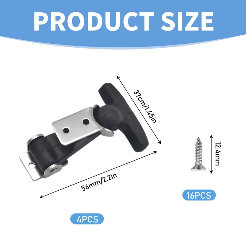 Pack of 4 Tension Lock Stainless Steel Hood Holder Rubber