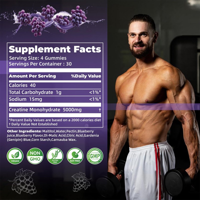 Nutravita Creatine Monohydrate Gummies for Men & Women-5g of Creatine