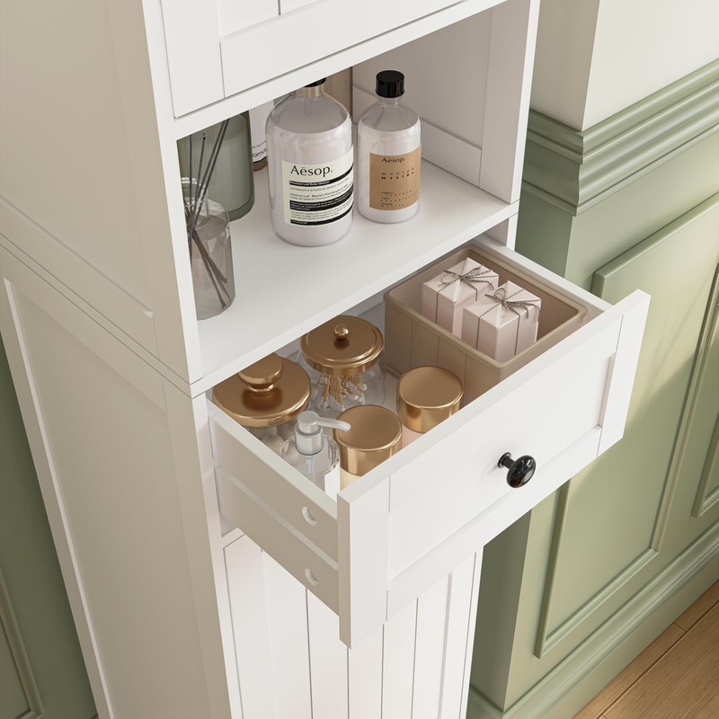Hogxp Tall Bathroom Cabinet,Storage Cabinet with 5 Shelves & 1