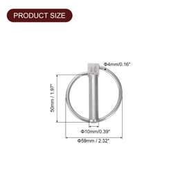 QUARKZMAN 2 Pieces 3/8 Inch x 2 Inch Folding Plug with Ring Stainless Steel Round Flip Connector for Boat Kayak Trailer Trolley Truck Lawn Mower Silver