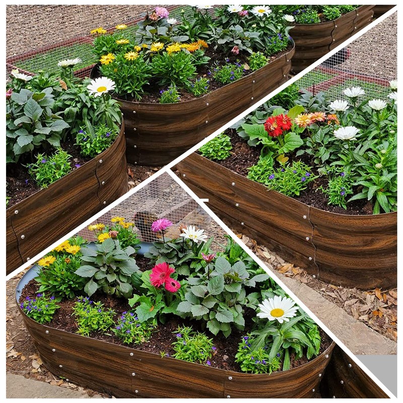 SnugNiture Galvanized Raised Garden Bed Outdoor, 2 Pcs 4x2x1ft Oval