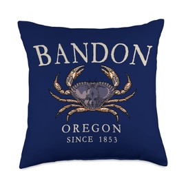 Bandon Oregon Dungeness Crab Since 1853 Retro Antique White Throw Pillow