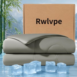 Rwlvpe 100% Viscose Derived from Bamboo Comforter for Hot Sleepers, Cooling Comforter, Breathable, Lightweight All Season Comforters(King, Grey)