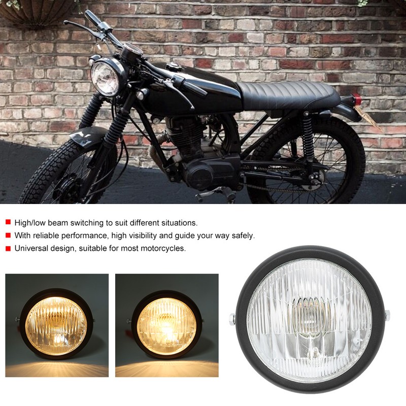 12V Universal Motorcycle Waterproof Dustproof Retro Headlamp High/Low Beam Front