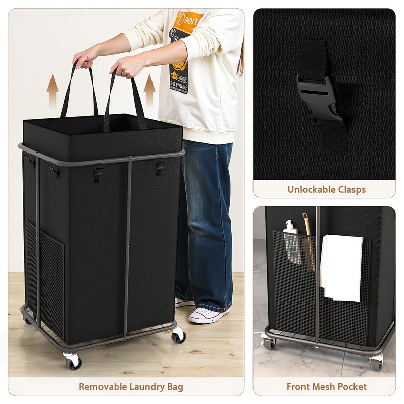 150L Large Laundry Hamper with Lid, Rolling Laundry Basket with