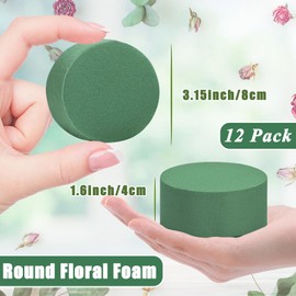 12 Pcs Round Floral Foam,Green Wet Dry Flower Foam Blocks,Florist Plant Foam Block for Artificial Flowers,DIY Craft,Wedding,Party Decoration,Flower Arrangements