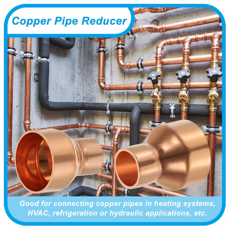 PATIKIL 1" to 1/2" Nominal Size Copper Reducer, 10pcs 99.9%
