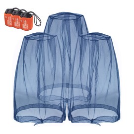 Anvin Mosquitera de malla con cabeza de mosquito, para no ver Ums, insectos, insectos, mosquitos, mosquitos morder de cualquier actividad al aire libre, funciona sobre la mayoría de los sombreros viene con bolsas de stock (3 unidades), azul marino