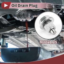 HEROFFIX 1 Set Oil Drain Plug for Nissan for Infiniti Oil Pan Drain Bolt Screw Thread Repair with Gasket No.1102601M02 White Metal Magnetic M12x1.25