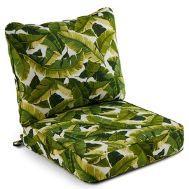 South Pine Porch Outdoor 2-Piece Deep Seat Cushion Set, Palm Leaves White