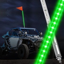 Nilight 1PCS 4FT LED Whip Light with Aluminum Base Green Color Safety Warning Pole Lighted Antenna Whips for RZR Polaris Dune Buggy Off-Road Truck UTV ATV