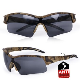 BISON LIFE Black CamoJax Outdoor Safety Glasses for Men & Women - Anti-Scratch, Wind Resistant Eye Protection, Outdoor Activity, Sports, Workshop, Garage, Construction & More