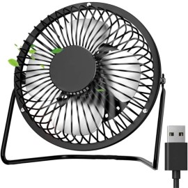 No brand Black Desk Fan - 4-Inch Mini Fan 360°Adjustable Tilt Angle
