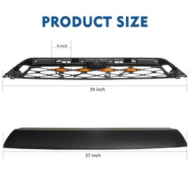 2020 4runner Replacement Grille, Front Grille for 4runner 2020 2021 2022 2023 Upper Grill with Accessory Amber Lights Matte Black Replacement ABS