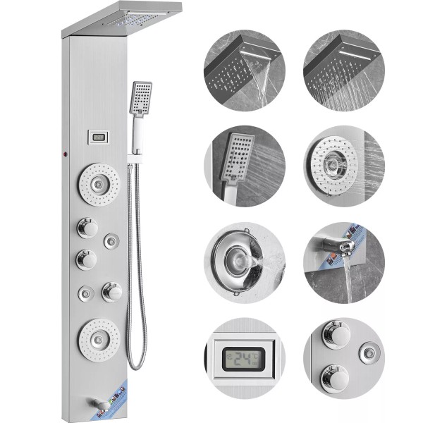 VEVOR Shower Panel Tower System 6 Modes LED & Display