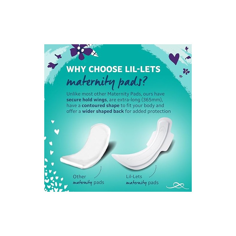 Lil-Lets Almohadillas de maternidad | 30 almohadillas gruesas extra largas