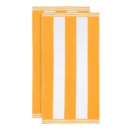 SUPERIOR 100% Cotton Luxury Beach Towels - Oversized Beach Towel, Swim Towel, Orange Cabana Stripes (34" x 64")