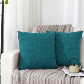 Silky Bunny Cushion Covers, 17.7 x 17.7 Inches (45 x 45 cm), Nordic, Stylish, Sofa Backrest, Linen Texture, Floor Cushion Cover, Solid Color, Hidden Zipper, Decorative Pillow Case, Light Blue, Set of 2