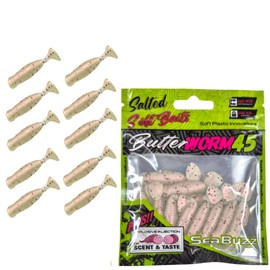 SEABUZZ Rubber Fish Fishing Lure Set Butter Worm 10 Pieces x 45 mm - Pike Trout Zander Rubber Bait - Perch Catfish Artificial Bait - Predator Fish Fishing Set - Fresh and Saltwater Fishing Equipment