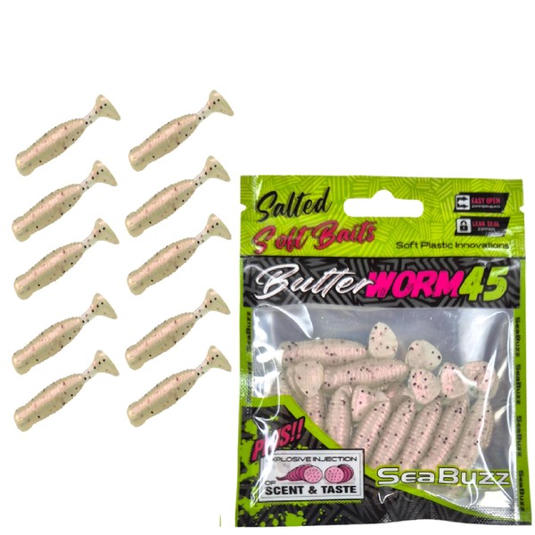 SEABUZZ Rubber Fish Fishing Lure Set Butter Worm 10 Pieces