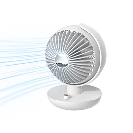 SYBOYEGE Fan for Bedroom,Desk Fan with USB Charging & 5600mAh Battery- 3-Speed Settings,Portable Desktop Fan with 120° Oscillation, 270° Adjustable Tilt,Child Lock, and Stylish Globe Design (White)