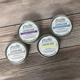 The Corner Handmade Lotion Bar 4 Pack, Set of Four Tins, Moisturizing Relief for Dry Skin