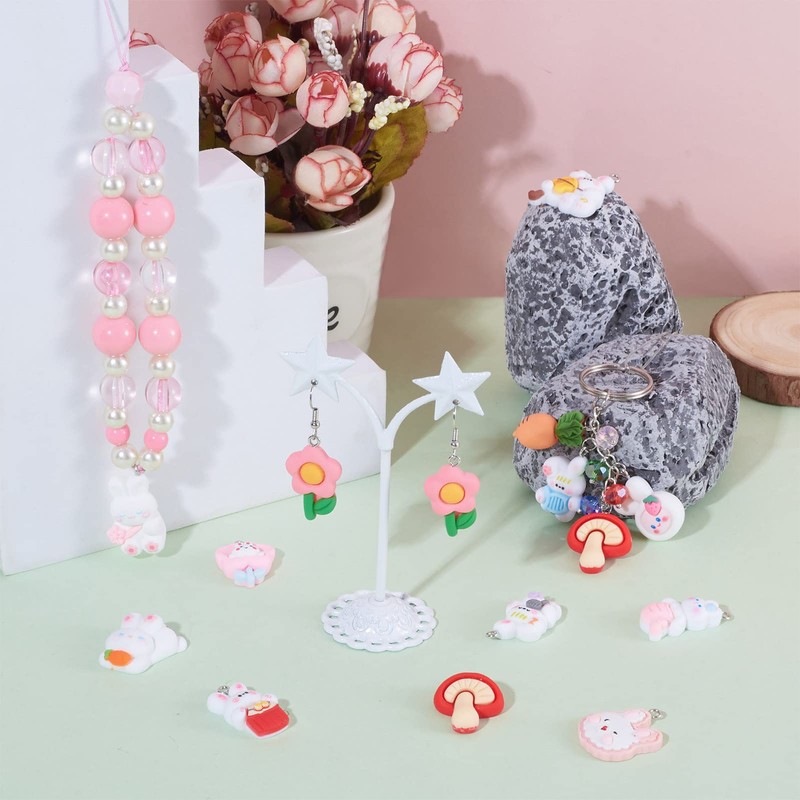 Beadthoven Resin Pendants Cupcake Dessert Pendants for Jewellery Making, Resin