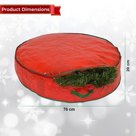Christmas Wreath Garland Storage Bag - Stores Up To 80cm Artificial wreaths, Durable Waterproof Material Zippered Storage Container with Carry Handles