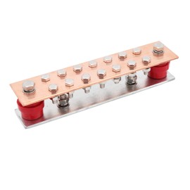 SCXCLY Copper Ground Bar Kit, with 14 Terminal Positions, Copper Grounding Busbar Bar (.157" x 2.36" x 10.23") Kit
