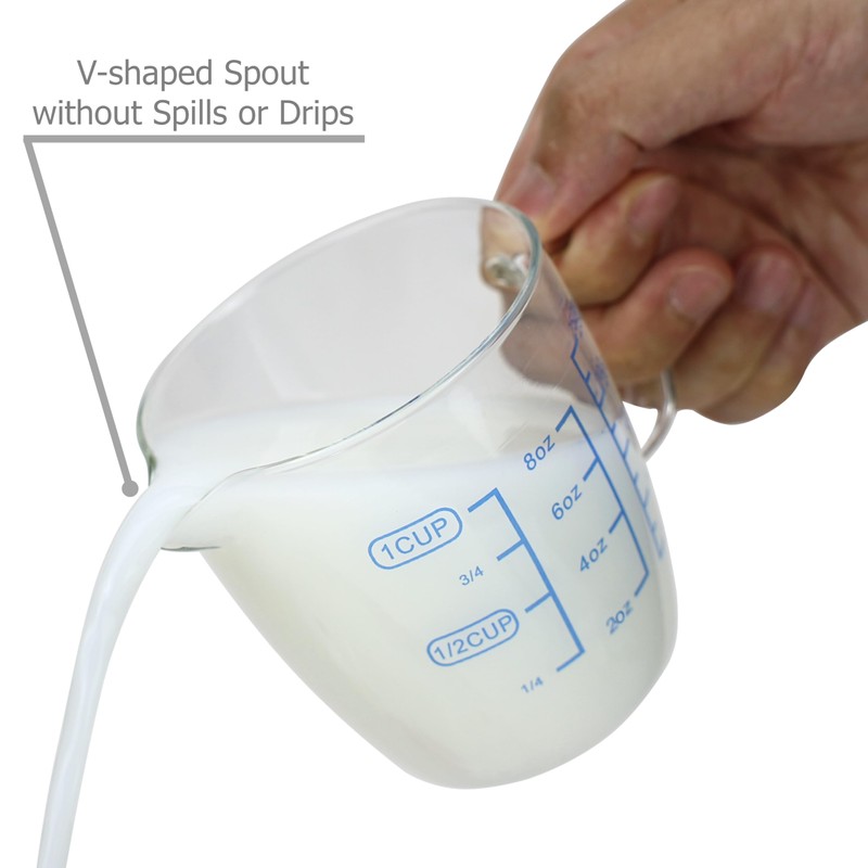 EIKS 9oz/250ml Glass Measuring Cups Coffee Milk Frothing Pitcher for