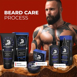 Bossman Bossman Essentials Beard Kit for Men C Beard Oil Jelly, Fortifying Conditioner Cream & Beard Balm C Grooming Care Accessories (Royal Oud Scent)