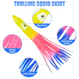 OROOTL Squid Skirts Octopus Skirts Saltwater Trolling Lures Soft Plastic Fishing Lures Glow Octopus Lures Squid Skirt Bait for Sea Bass Salmon Trout Tuna Multicolored 7cm 9cm 11cm