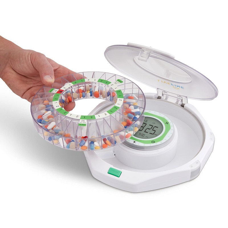 Live Fine 28-Day Automatic Pill Dispenser Frosted Lid with Upgraded