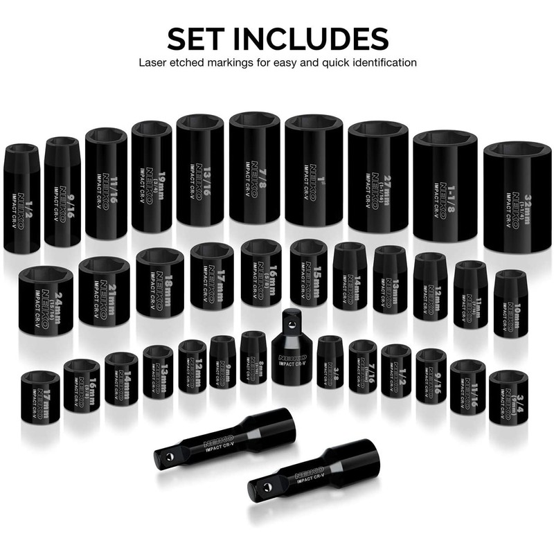 NEIKO 02443A 3/8" and 1/2" Drive Master Impact Socket Set
