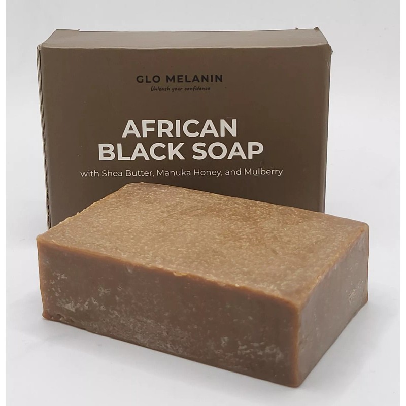 GLO MELANIN African Black Soap Bar - Infused w/ Natural