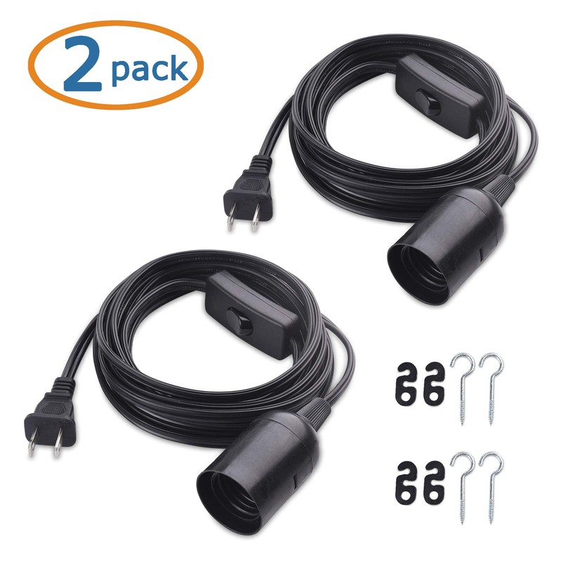 Cable Matters 2-Pack Plug in Hanging Light Cord with Switch
