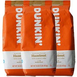 Dunkin' Donuts Ground Coffee 1 LB. Bag Multi Pack (Hazelnut, Three Pack)